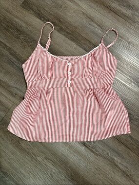 Source Unknown Red and White Striped Spaghetti Strap Tank